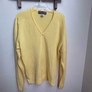 Yellow 100% WoolV-Neck Sweater for Men‎